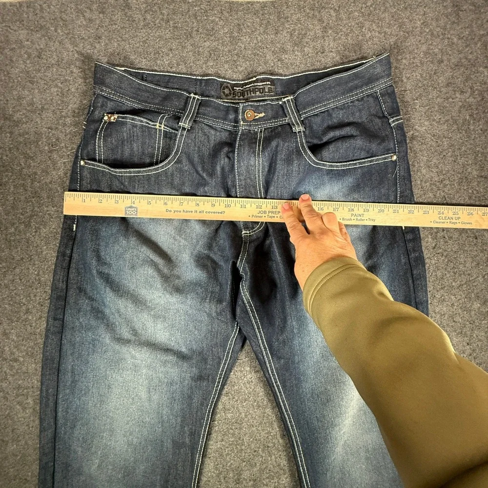 Y2K Southpole Jeans Men's 38x31 Altered Dark Wash Baggy Hip Hop Streetwear Denim